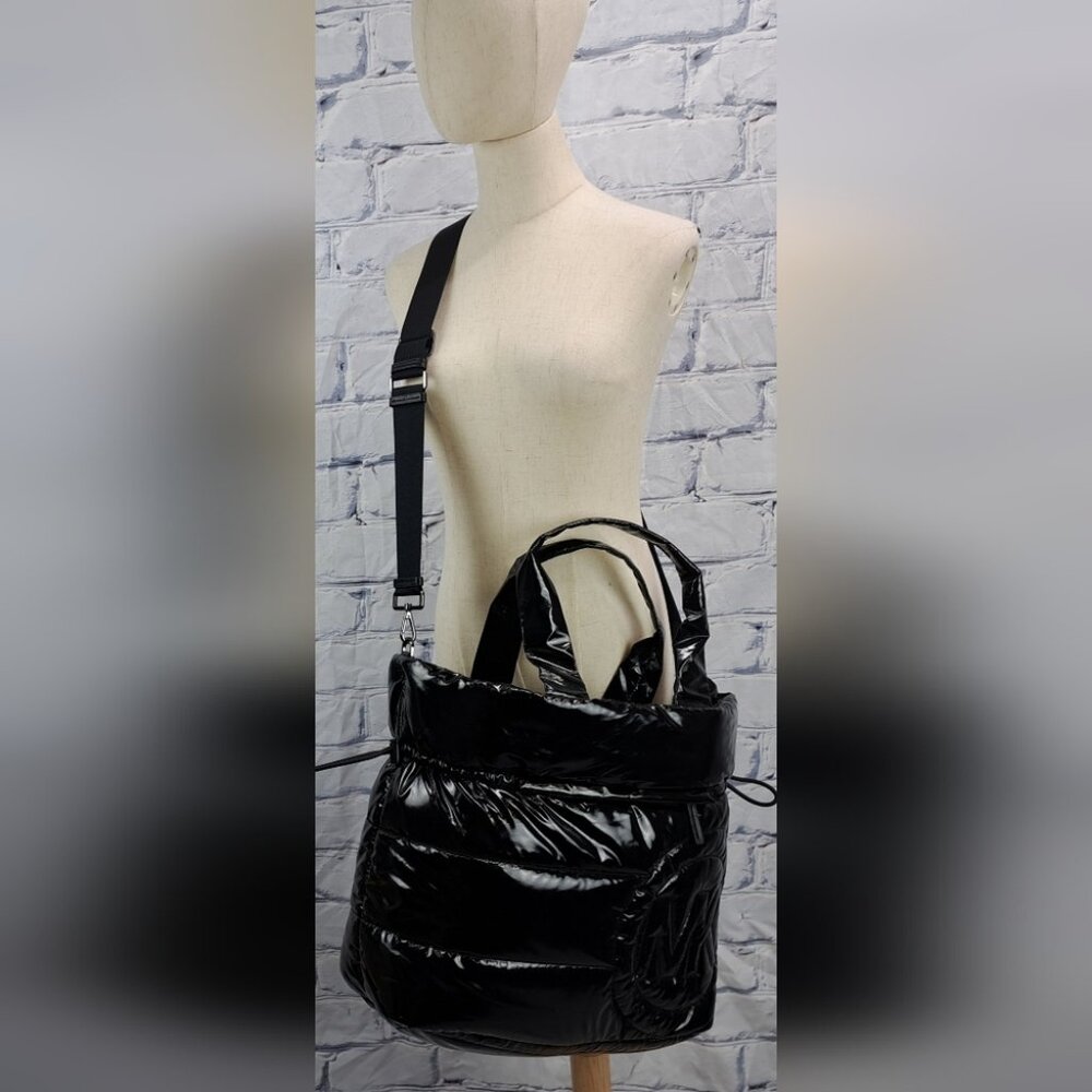 Michael Kors Rae Black Quilted Nylon Extra Large Drawstring Tote Shoulder Bag